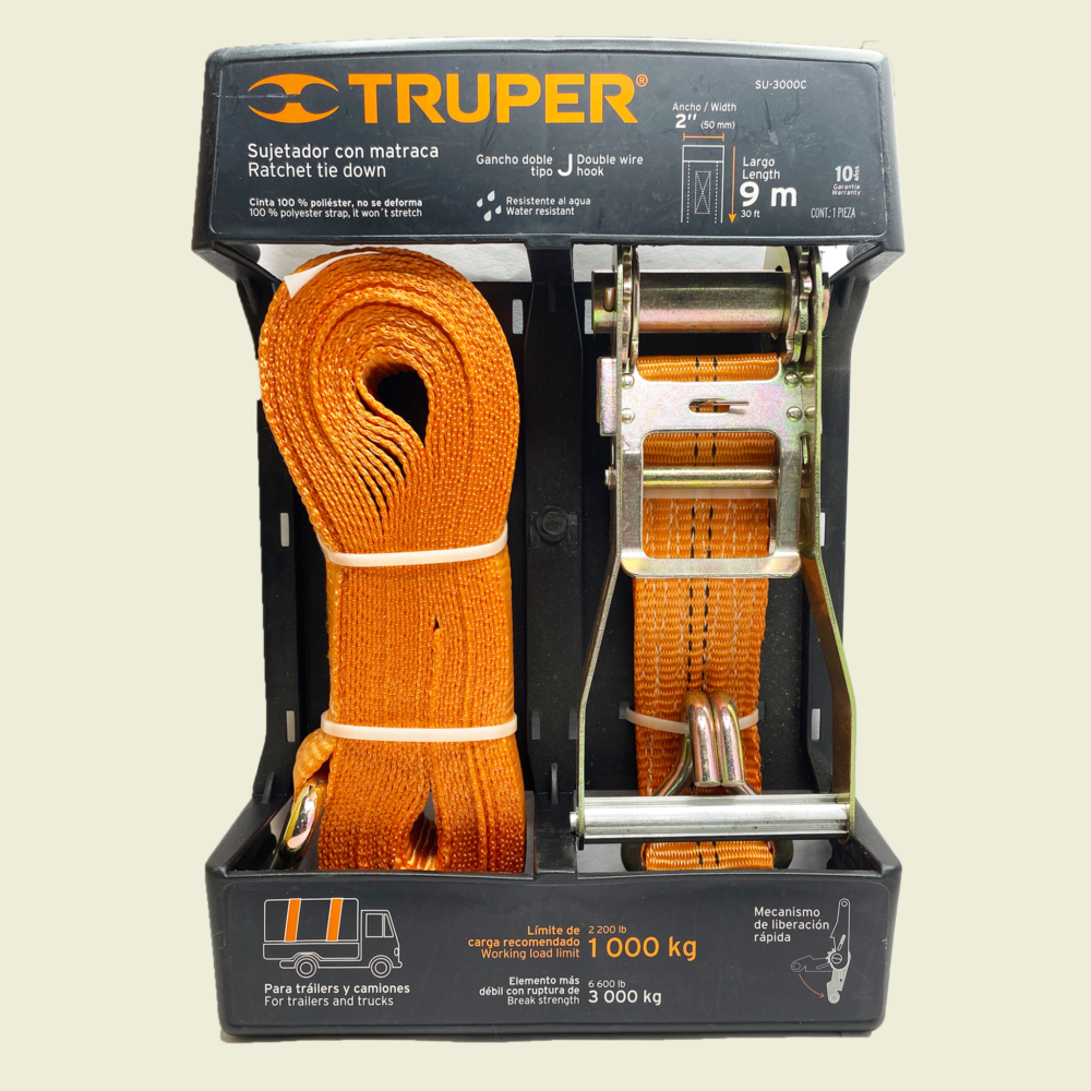 Truper Ratchet Tie Down 2" x 9m Trinidad