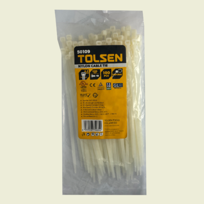 Tolsen 8" White Cable Ties 4.8mm Trinidad