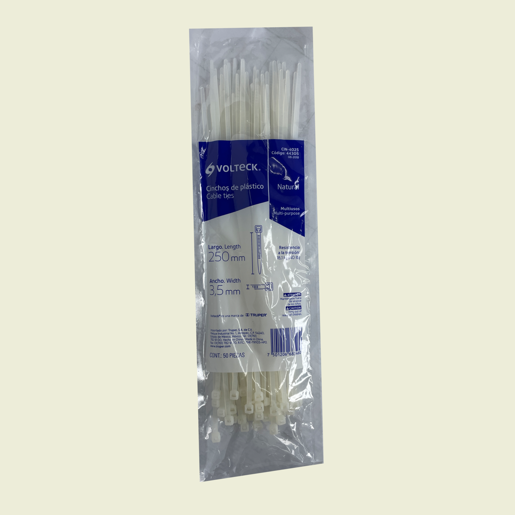 Volteck 10″ White Cable Ties 3.5mm • Samaroo's Materials & General LTD