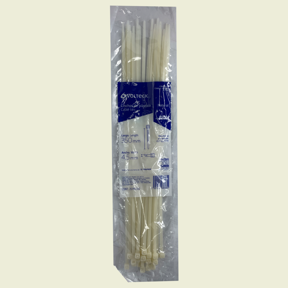 Volteck 14" White Cable Ties 4.5mm Trinidad