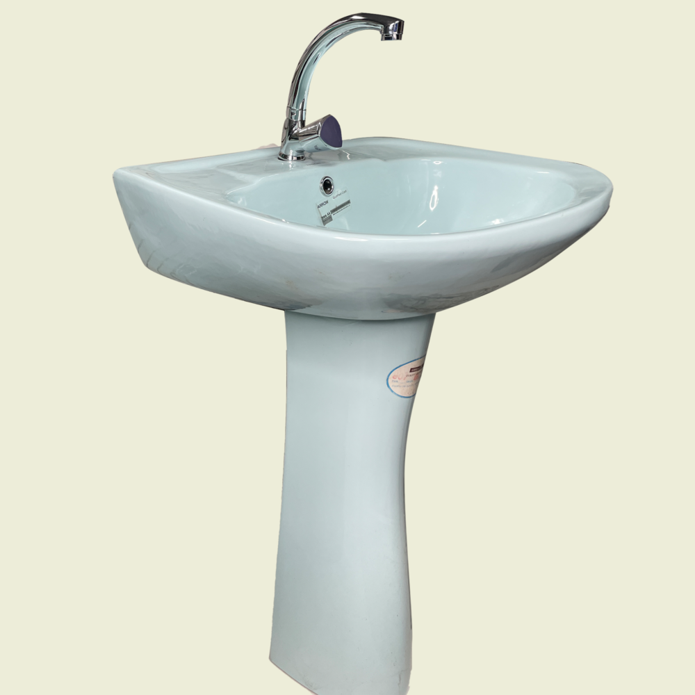 Arrow Elongated P-Trap Toilet Set and Pedestal Face Basin Trinidad