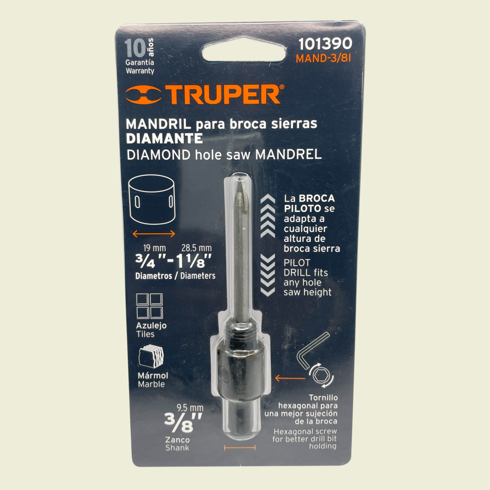 Truper ¾"- 1⅛" Diamond Hole Saw Mandrel Trinidad