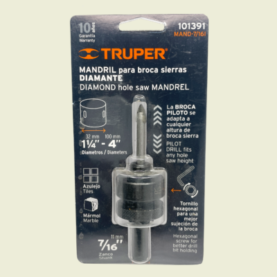 Truper 1¼"- 4" Diamond Hole Saw Mandrel Trinidad