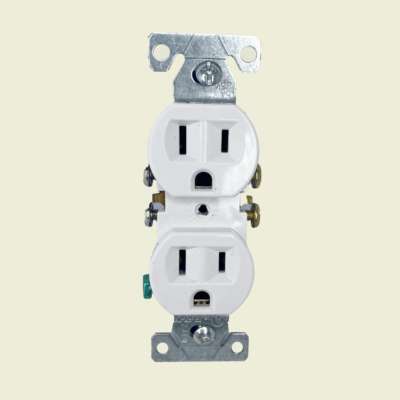 White Duplex Grounding Outlet 15A-125V Trinidad