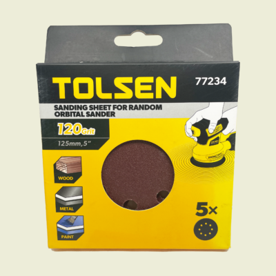 Tolsen 120 Grit Orbital Sander Sheets 5Pcs Trinidad