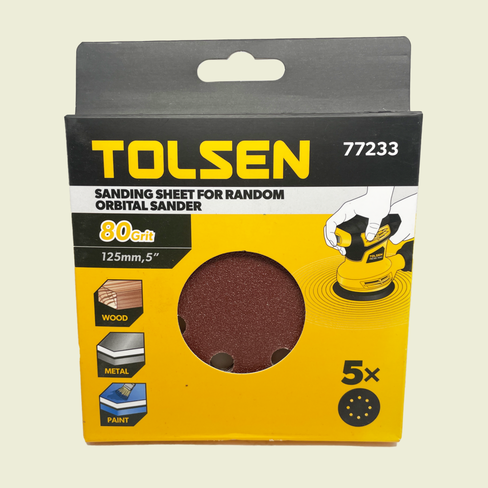 Tolsen 80 Grit Orbital Sander Sheets 5Pcs Trnidad