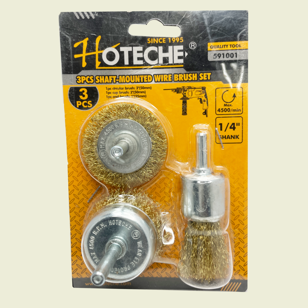 Hoteche 3Pcs Shaft-Mounted Wire Brush Set Trinidad