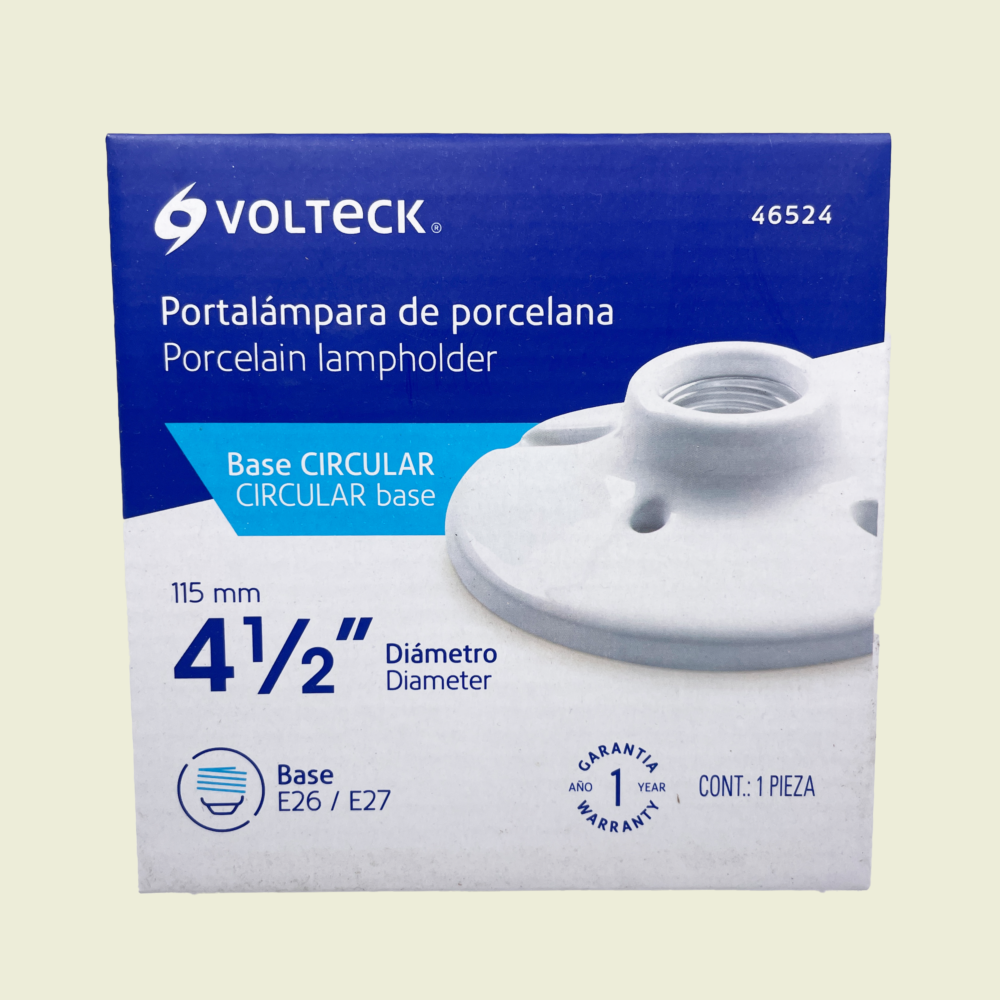 Volteck 4½" Porcelain Lamp Holder Socket Trinidad