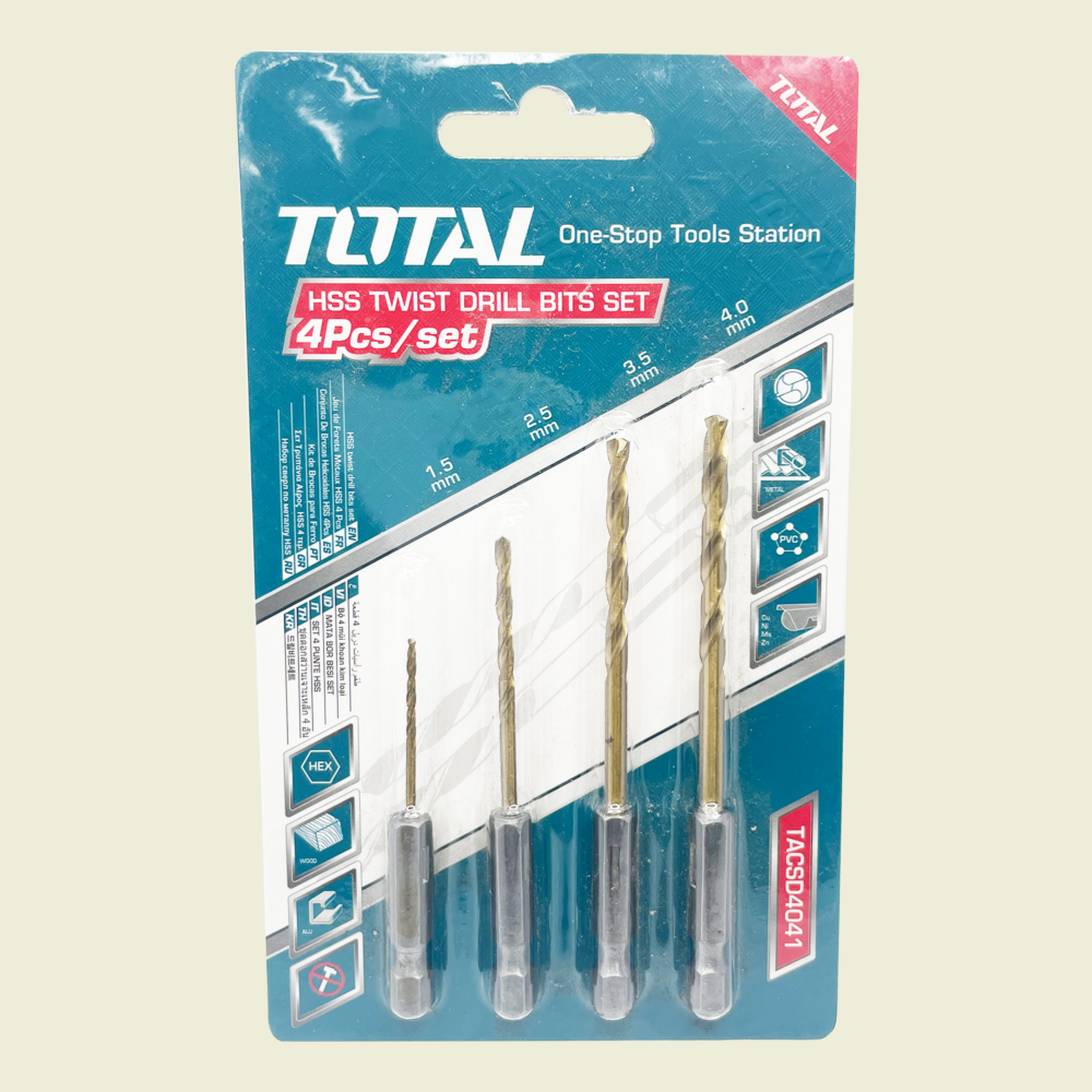 Total ¼" HSS Twist Drill Bits 4Pcs Set Trinidad