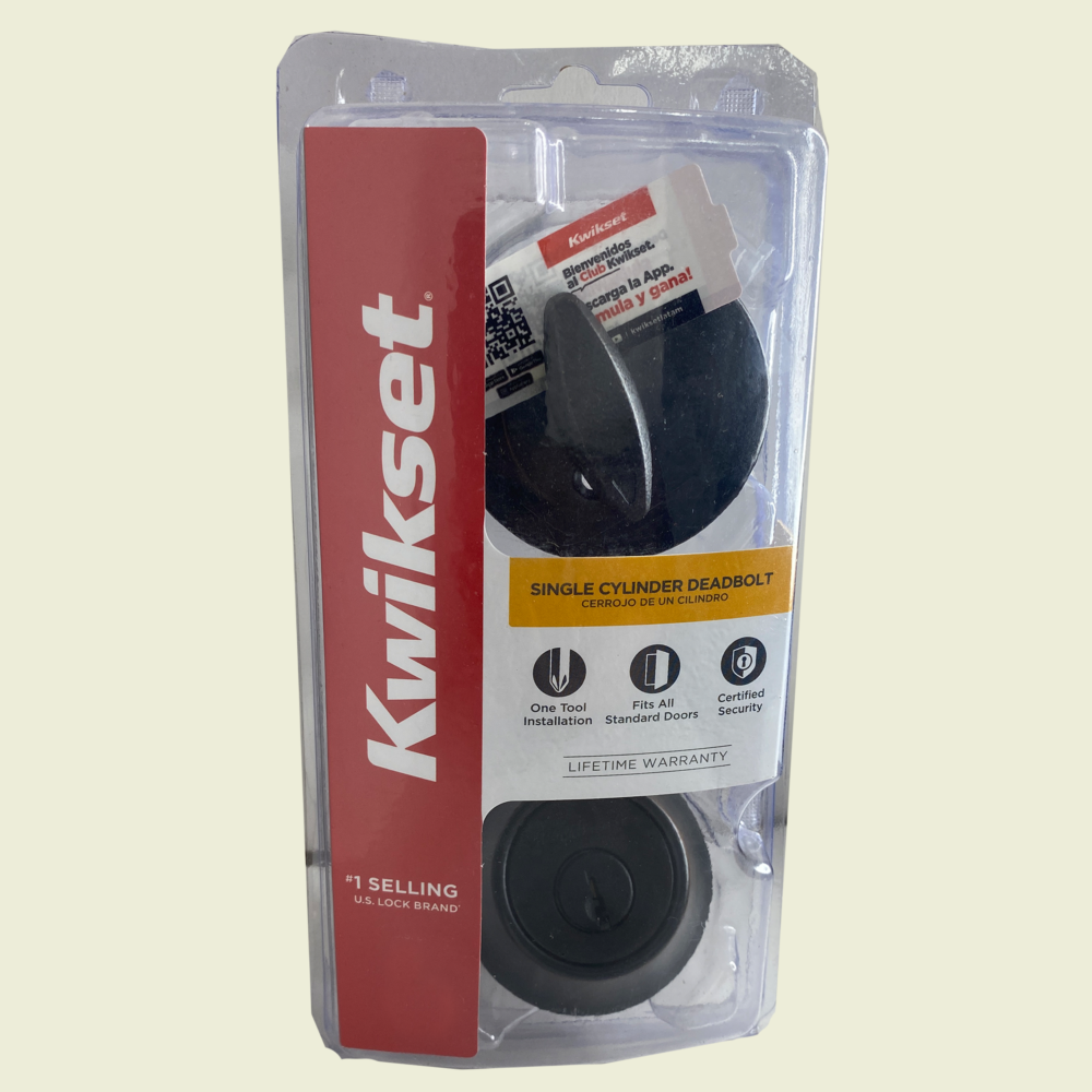 Kwikset Black Single Deadbolt Lock Trinidad