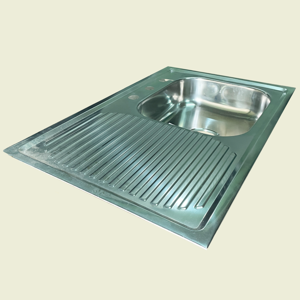 Aqua-Plus Single Basin LH Drainboard Stainless Steel Kitchen Sink Trinidad