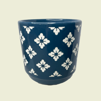 Decorative Blue Floral Ceramic Planter Trinidad