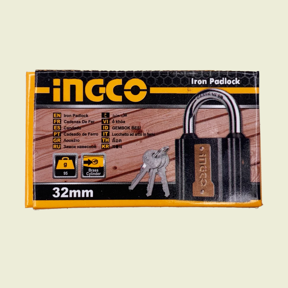 Ingco 32mm Iron Padlock with Brass Cylinder Trinidad