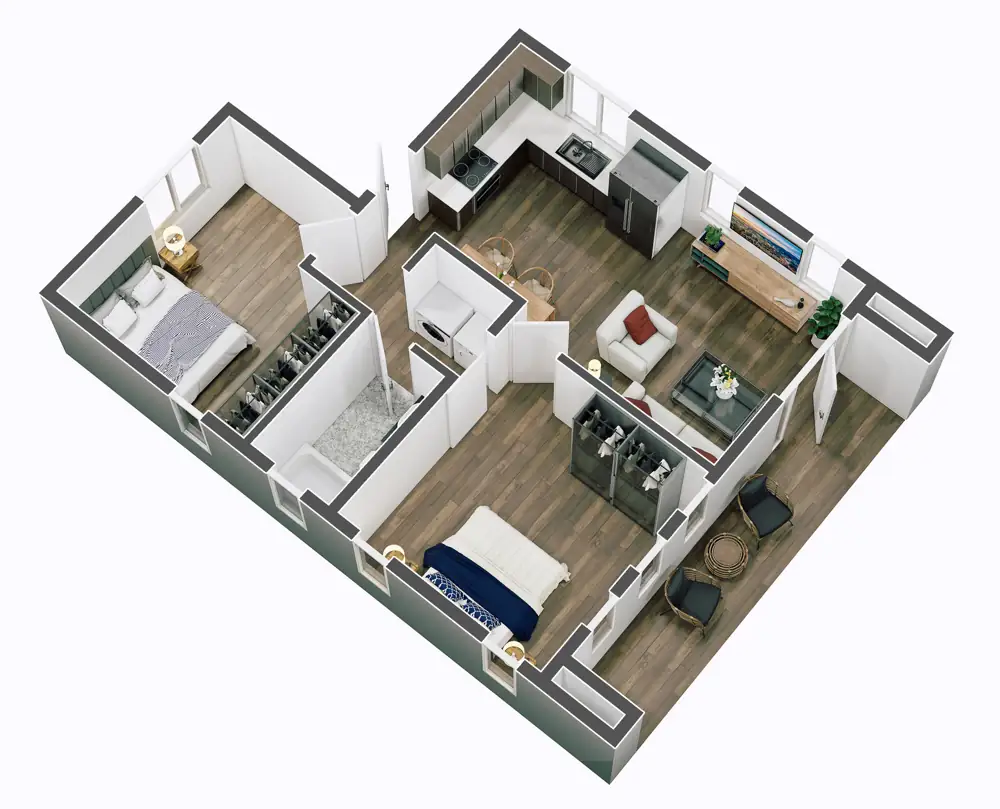 3D floor plan cutaway from an HD3D Stock plan set