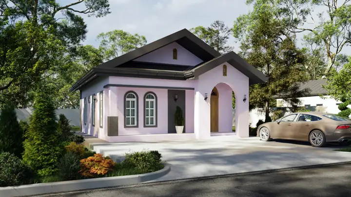 Expressona Lite house plan rendering, 2 bed · 1 bath · 750 sq ft