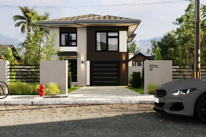 Moderna - 2S house plan rendering, 3 bed · 2.5 bath · 2,000 sq ft