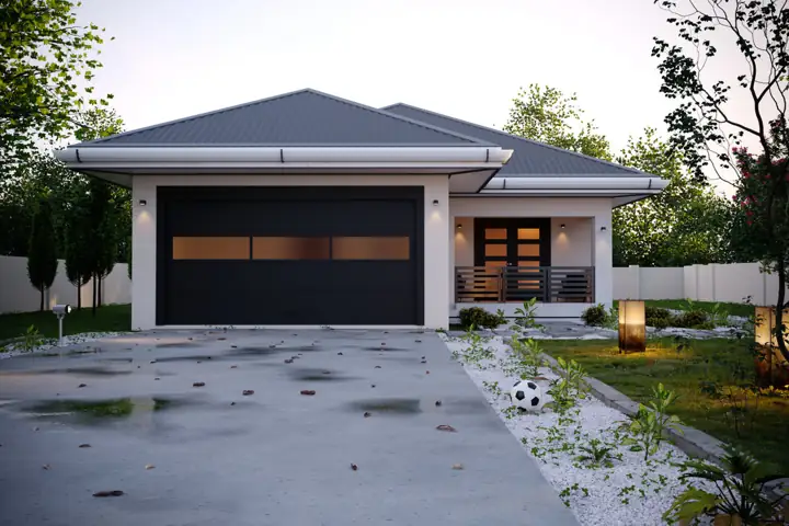 Privia Moderna house plan rendering, 3 bed · 2 bath · 2,000 sq ft