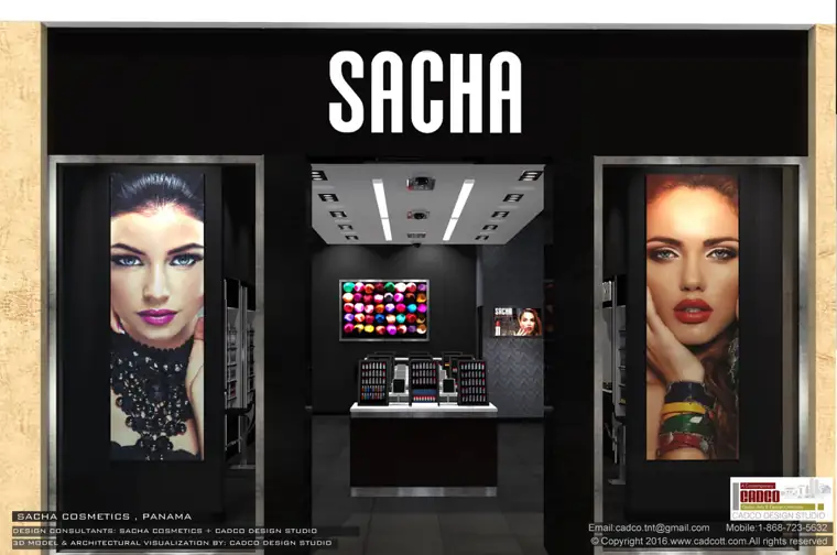 Sacha Cosmetics Regional Store Franchises, Caribbean and Latin America, commercial project by CADCO Design Studio