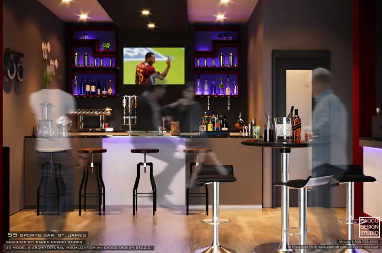 55 Sports Bar, commercial project by CADCO Design Studio