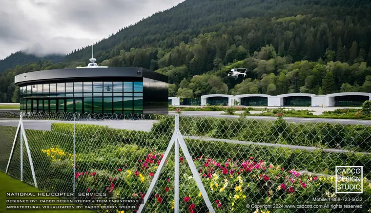 National Helicopter Services, facilities and institutional project by CADCO Design Studio